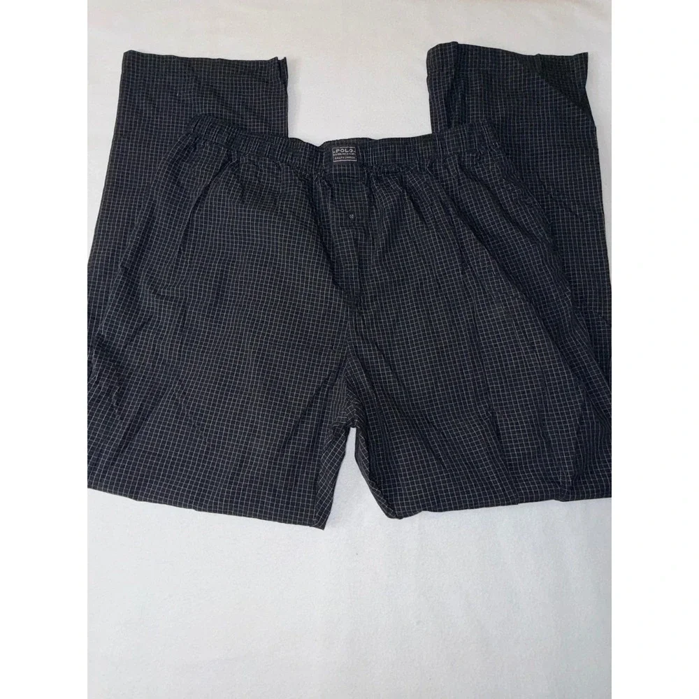Polo Ralph Lauren Sleepwear Mens XL Black Excellent Windowpane Pajama Pants